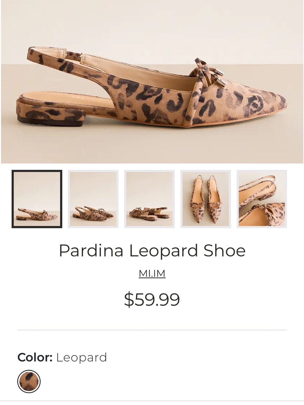 Leopard Print Pointed Slingback Flats